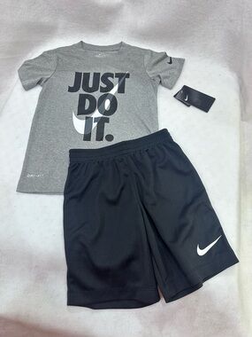 Boy’s Nike Gray T-Shirt and Black Shorts Set